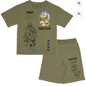 2 PCs set-Teenage Mutant Ninja Turtles Olive Green T-Shirt and Shorts Set